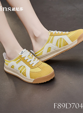 迪尼莎2025四季平底休闲鞋一字包头拖鞋牛皮舒适板鞋70428