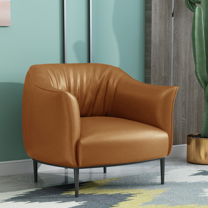 北欧单人轻奢真皮小户型休闲沙发