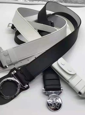 保安执勤牛皮白色外腰带5cm新式黑色武装带 可脱卸斜背带保安皮带