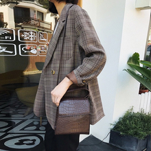 宽松英伦风小个子网红ins西服外套 休闲格子小西装 女2019春秋韩版