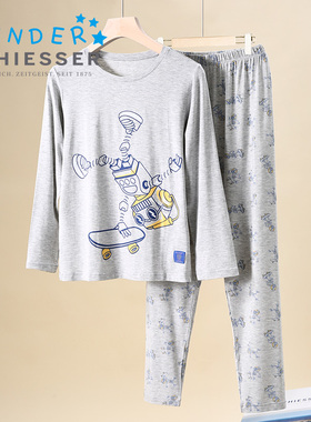 舒雅男童莫代尔睡衣25秋冬儿童机器人印花家居服保暖套装25318H