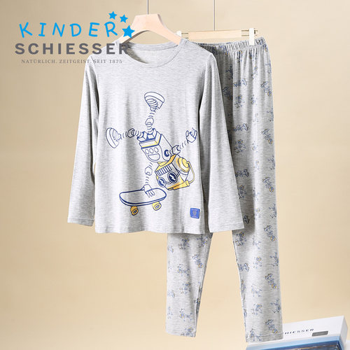 舒雅男童莫代尔睡衣25秋冬儿童机器人印花家居服保暖套装25318H