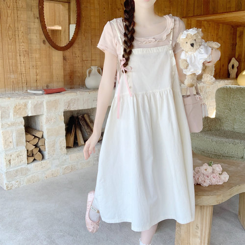 【DearYN】甜美花边设计背带裙