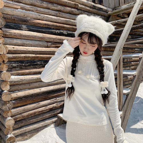 DearYN德绒球球设计磨毛打底衫