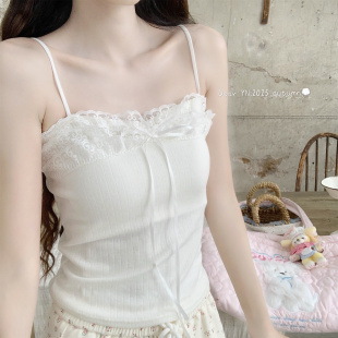 蕾丝纯欲风多色带胸垫吊带背心女秋新款 内搭打底上衣 Dear