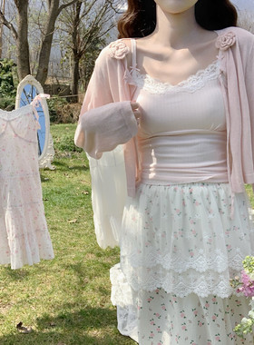 【Dear YN】温柔百搭 花朵点缀短款开衫防晒罩衫薄款外套上衣女