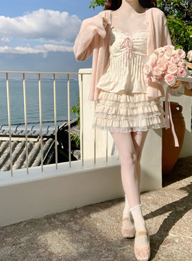 【Dear YN】重工蕾丝花边甜美蓬蓬裙自带安全裤显瘦a字蛋糕裙短裙