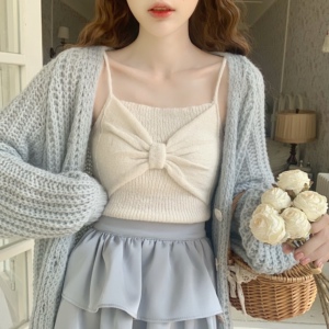 【Dear YN】温柔甜美多色蝴蝶结针织毛线吊带少女感内搭短款上衣