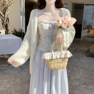 早春韩系温柔风软糯系带马海毛针织开衫 女春慵懒外套 Dear