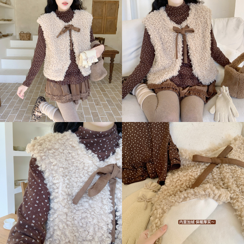 【DearYN】毛毛坎肩马甲上衣女