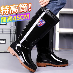 男士特高加厚牛筋底雨鞋保暖防滑钓鱼高筒加绒水靴雨靴工地防水鞋