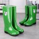 耐磨雨鞋 男女绿色时尚 雨靴耐脏保暖耐酸碱高筒中防滑洗车水靴工地