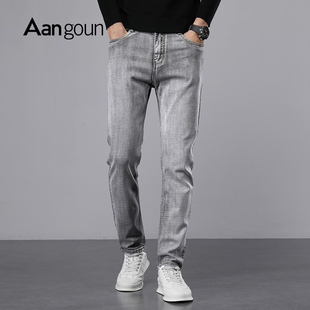 亚狮龙浅色裤子男牛仔裤直筒修身2025新款秋冬潮牌高端显瘦显腿长