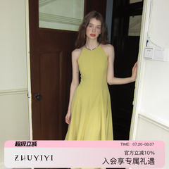 ZHUYIYI 中长款显瘦无袖连衣裙女夏大摆a字裙原创设计新款修身