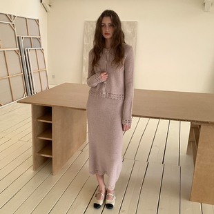 简约修身 ZHUYIYI 毛衣女半裙套装 秋冬针织开衫 原创设计 新款