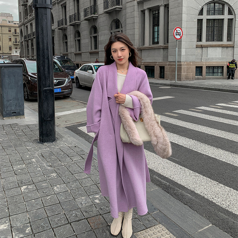 双面羊绒大衣100%羊毛韩版中长款