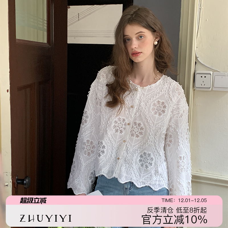 ZHUYIYI开春新款长袖蕾丝衫