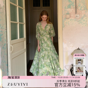 连衣裙女夏季 短袖 显瘦气质长裙原创高级感显瘦 法式 ZHUYIYI