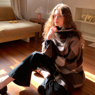 ZHUYIYI 新款简约斗篷披肩大衣女冬季短款百搭保暖