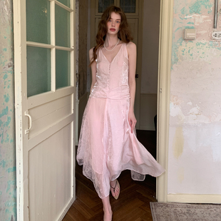 11点新款 法式 春季 ZHUYIYI 连衣裙女春款 薄纱蕾丝背心式 原创