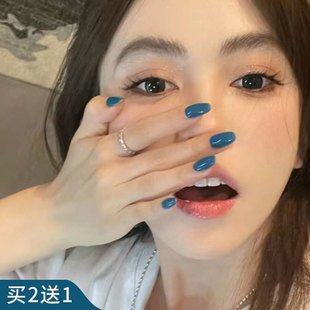 蓝色甲油胶孔雀蓝2026年新款雾霾蓝纯色春天显白美甲店专用套装