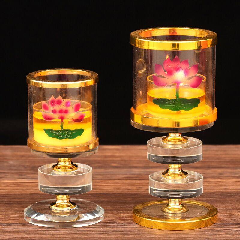寺庙佛堂供具水晶心经大悲咒荷花佛法僧防风酥油灯座烛台摆件,家居饰品,创意礼品,淘宝优惠券,粉丝福利购,淘宝优惠卷