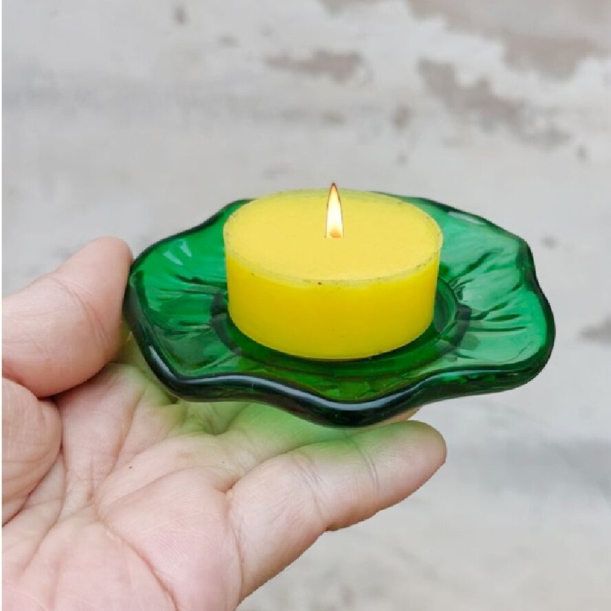 琉璃烛台佛具酥油灯底座茶杯杯垫跨境产品放蜡烛放酥油灯中秋活动