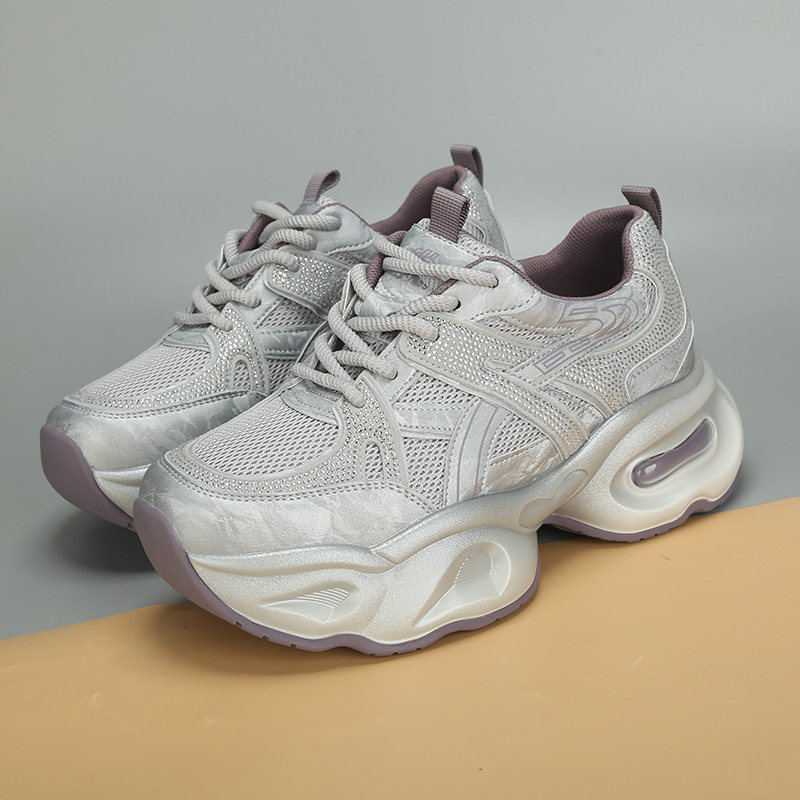 大码女鞋41-43春夏网面透气厚底老爹鞋女百搭显瘦增高运动休闲鞋