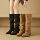 女鞋 43秋冬新款 特大码 侧拉链长筒靴百搭时尚 潮流细跟靴子女40