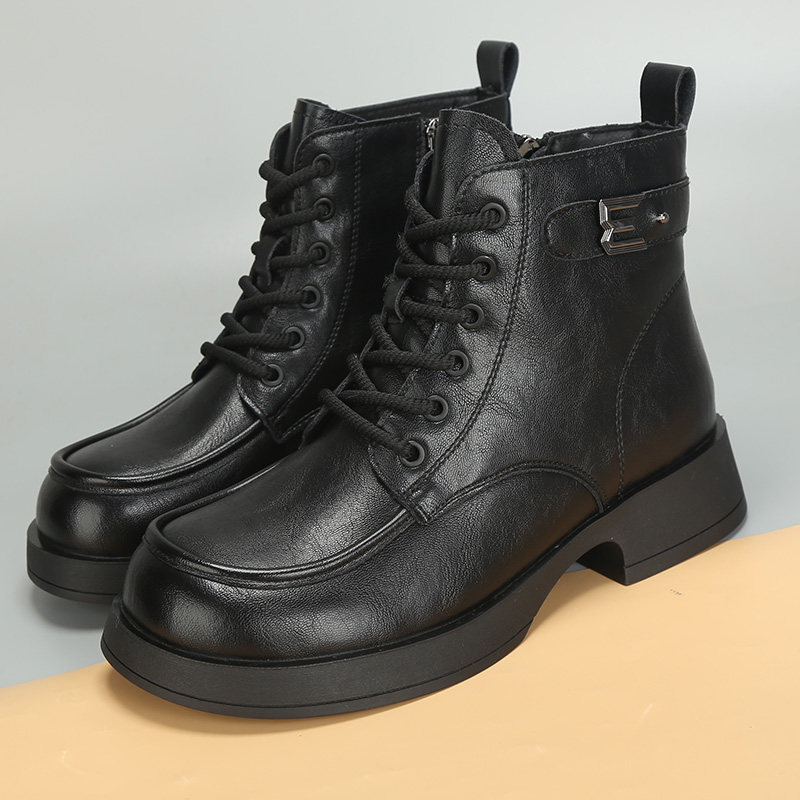 大码女鞋41一432025新款冬季时尚加绒英伦风短靴低跟大棉马丁靴,女鞋,马丁靴,淘宝优惠券,粉丝福利购,淘宝优惠卷