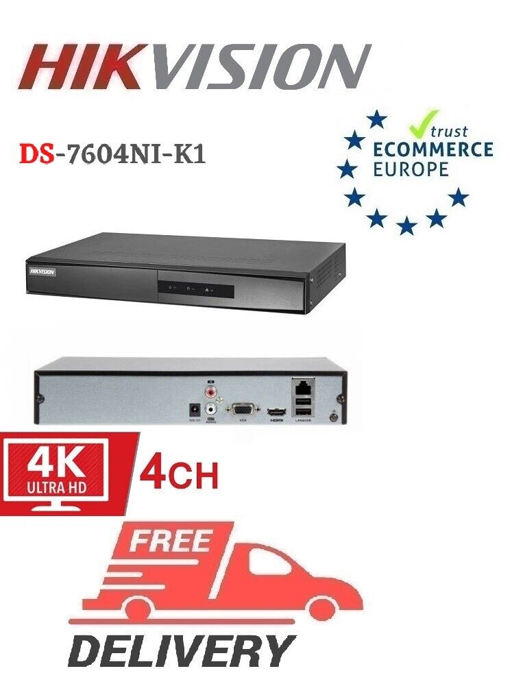 HIKVISION海康威视英文版DS-7604NI-K1网络4路NVR单盘位4K录像机
