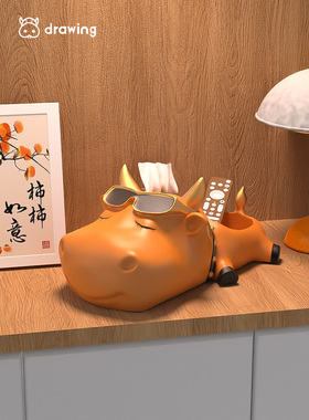 采购产品创意奶牛装饰品，可访问的豪华纸巾盒，咖啡桌，入口大厅