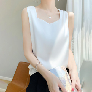 丝滑缎面宽边V领吊带背心2026春夏季新款气质内搭上衣女士百搭潮
