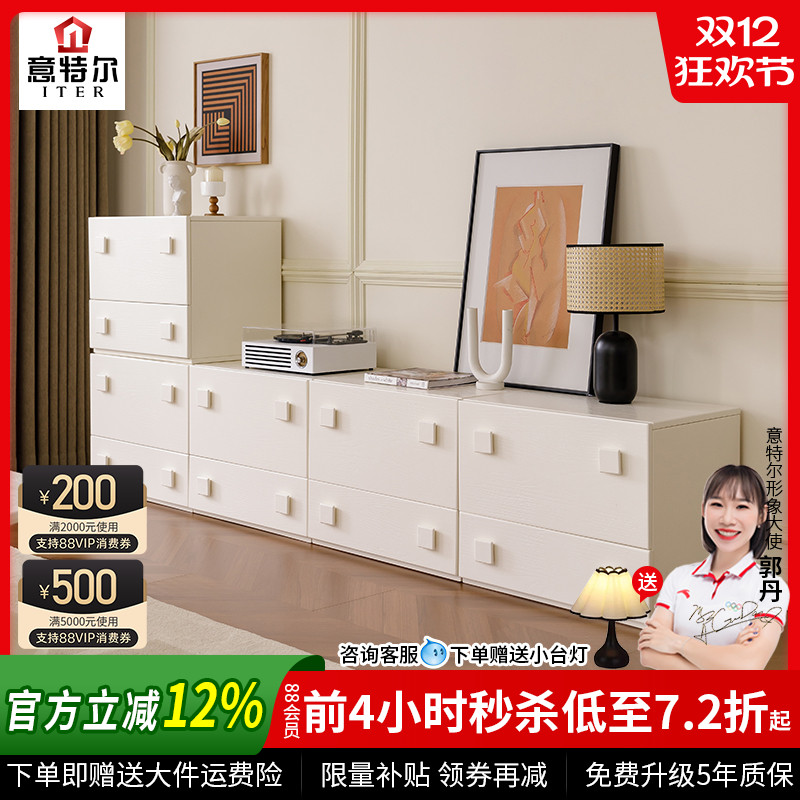 实木卡门柜客厅2025年新款电视柜现代落地床头柜多功能组合储物柜