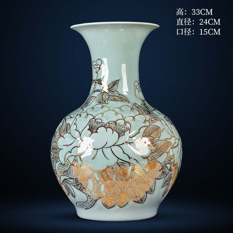 景德镇陶瓷器花瓶手绘描金新中式简约欧式客厅电视柜装饰送礼摆件,家居饰品,花瓶,淘宝优惠券,粉丝福利购,淘宝优惠卷