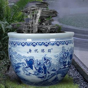 景德镇陶瓷鱼缸书画缸水缸养鱼室外阳台荷花缸睡莲缸龟缸水缸造景