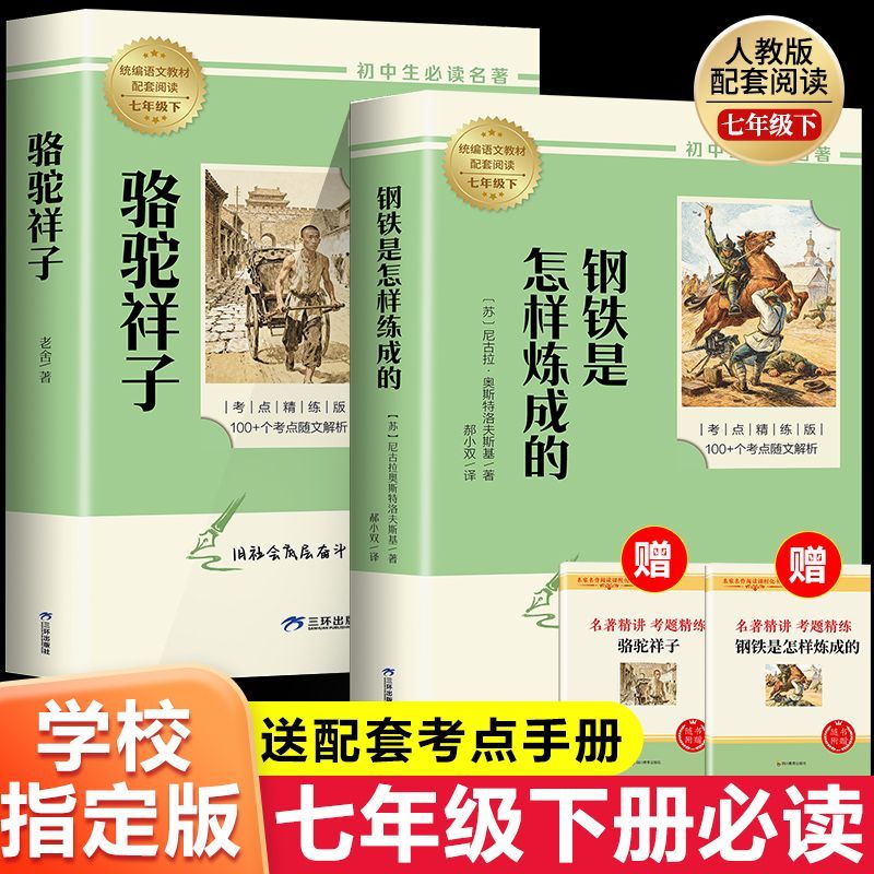 骆驼祥子和钢铁是怎样炼成的正版七年级下册必读课外阅读书籍初一