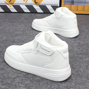高帮板鞋男2025秋季新款厚底学生休闲小白鞋潮流高邦内增高运动鞋
