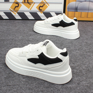 潮流运动情侣学生休闲鞋 男女百搭轻便增高板鞋 拼色厚底小白鞋 韩版