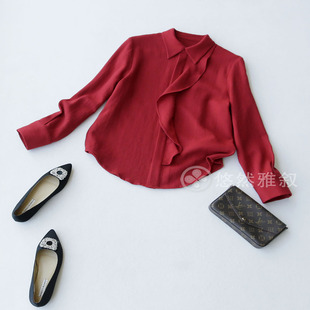 只能干洗！超柔超软定织纹理羊毛 精致温柔荷叶花边优雅长袖衬衫