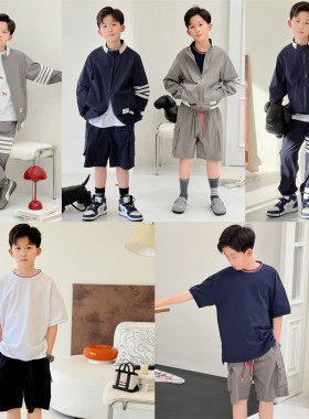 小七baby26春夏新款亲子装防风速干休闲外套短裤套装男女童宝ZB01