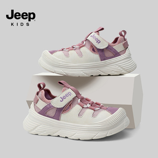 jeep男儿女童运动鞋夏薄款2026新款网面透气轻便跑步软底夏天鞋子