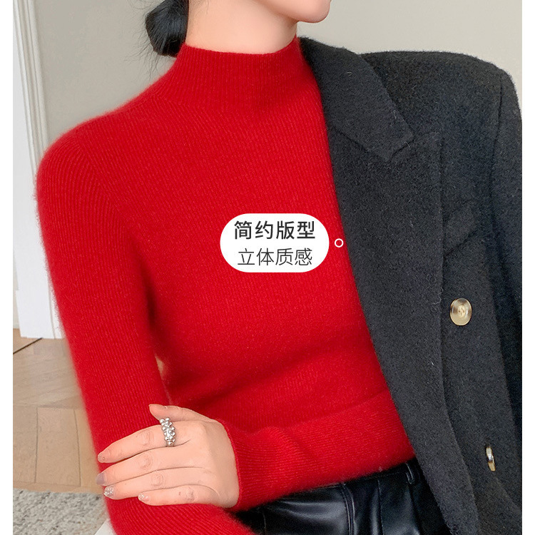 高级感黑色高领羊绒衫女修身