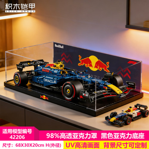 展示盒适用乐高42206红牛RB20赛车高端高清透明亚克力防尘罩