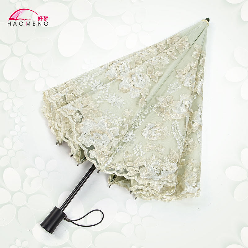 蕾絲繡花太陽傘防曬防紫外線 二折公主洋傘折疊黑膠遮陽傘在類目 居家日用, 傘/雨具/防雨/防潮, 傘中 - 來自Buy2taobao.com提供專業的淘寶代購服務