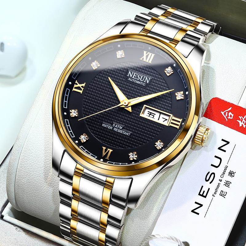 正品尼尚手表男机械表全自动时尚双日历夜光防水2020新款品牌男表