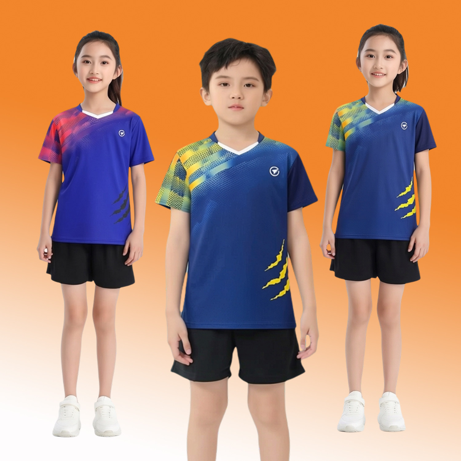 新款儿童羽毛球服套装男童女童