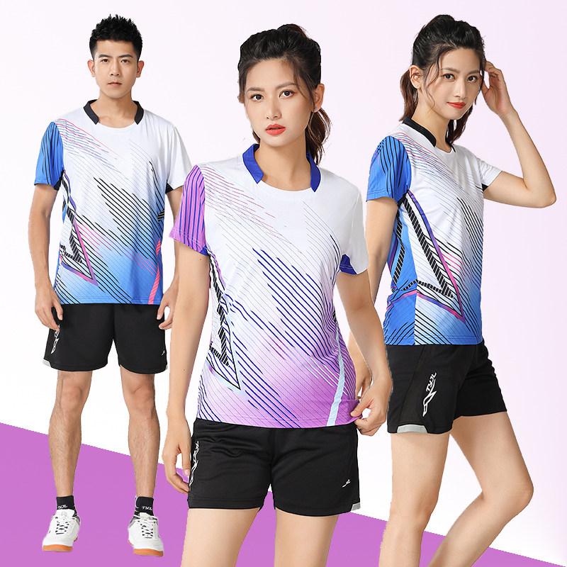 新款羽毛球服套装男女短袖上衣速干训练队服气排球服比赛定制印字