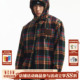 美式 MEDM 磨毛亲肤休闲连帽抽绳格子衬衫 复古撞色宽松情侣上衣男