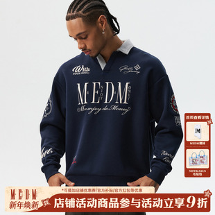 翻领卫衣秋季 字母字体排版 潮牌宽松休闲情侣套头外套 25新款 MEDM